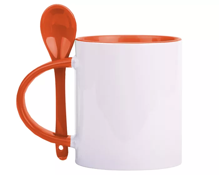 A2376.03 TARRO BICOLOR DE SUBLIMACIÓN C/CUCHARA, 11 OZ MIRZA A2376 NARANJA NARANJA