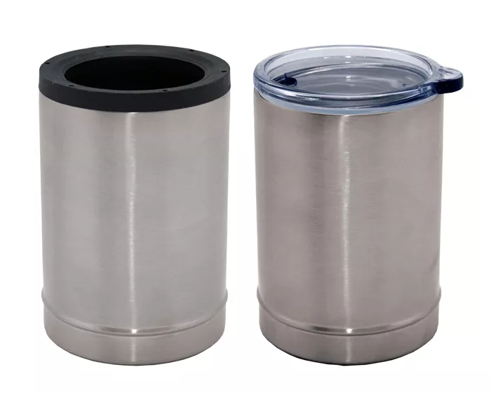 A2429.17 VASO TÉRMICO DOBLE PARED Y PORTA LATA CROP A2429 PLATA PLATA