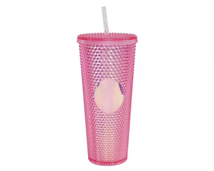 A2927.05 VASO DE PLÁSTICO DOBLE PARED TEXTURIZADO COCONUT A2927 ROSA ROSA