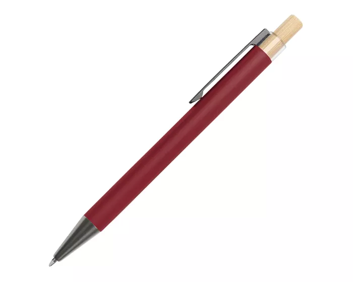 A2989.04 BOLIGRAFO DE ALUMINIO CON BOTON DE BAMBU TEACHER A2989 ROJO ROJO