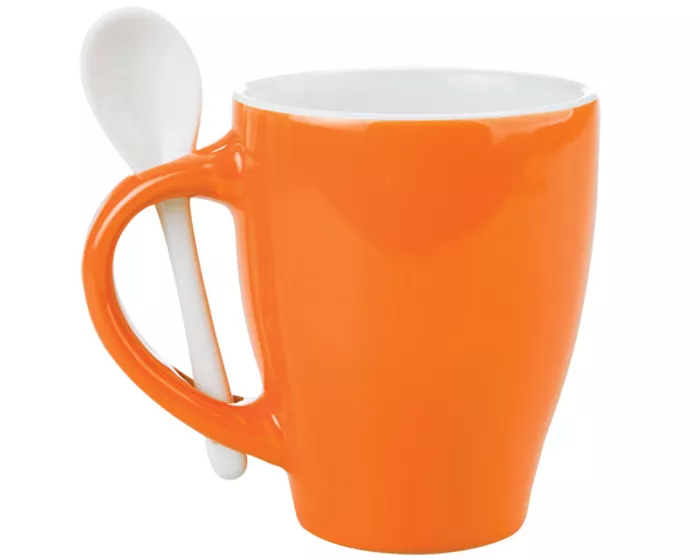 A040100 TAZA BICOLOR C/CUCHARA 12 OZ LONDON TAC11 NARANJA NARANJA