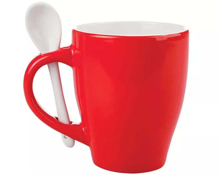 A040102 TAZA BICOLOR C/CUCHARA 12 OZ LONDON TAC11 ROJO ROJO