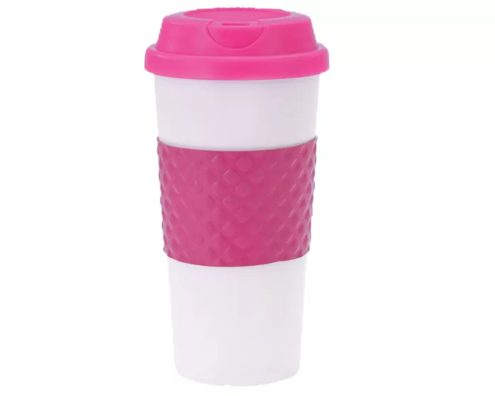 A040288 VASO TERMICO DOBLE PARED CINTA 420 ml. ONIX VTE1388 ROSA ROSA