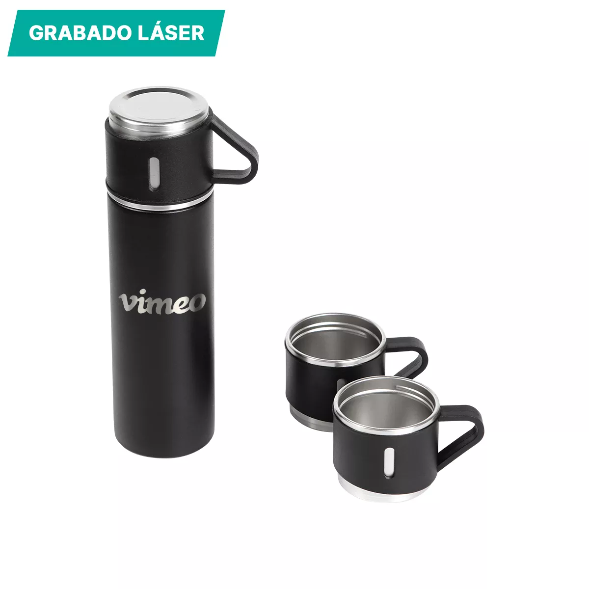 ST-034N Set de termo y tazas Camini. NEGRO