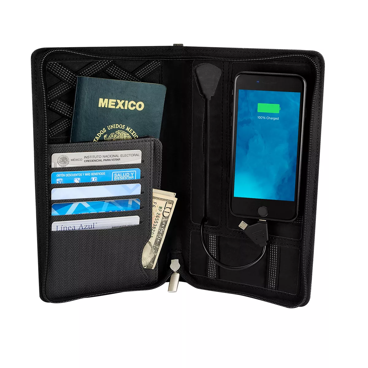 M 80520 N PORTA PASAPORTE CARGADOR REIS gris oxford